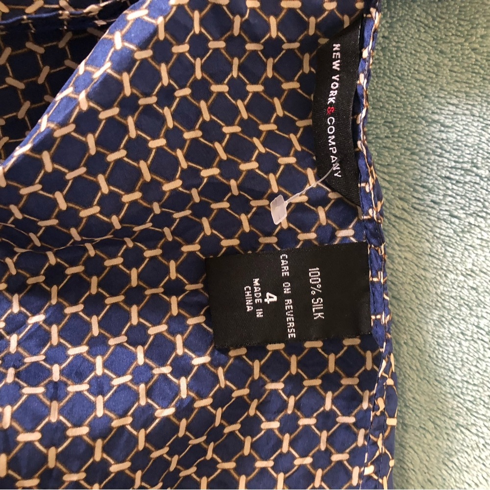 Vintage blue  100 p  Silk Blouse, Size s